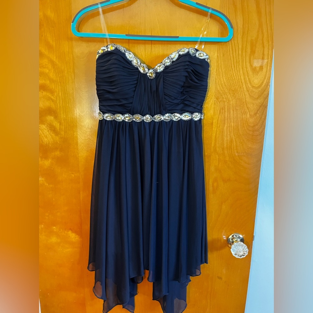 Homecoming Strapless Navy Blue Dress